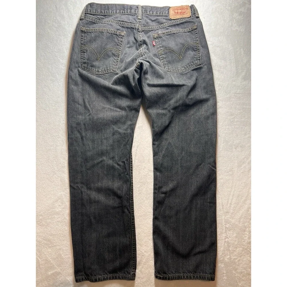 Levis 514 Slim Straight Denim Jeans Mens 36x32 Black 100% Cotton Mexico